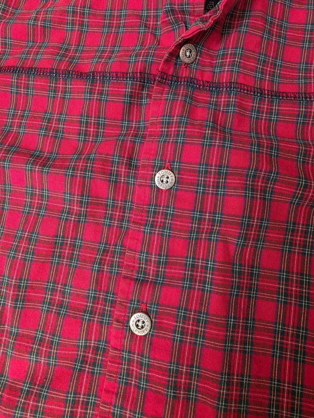 Tommy Hilfiger Red and Black Plaid Button-Down Shirt